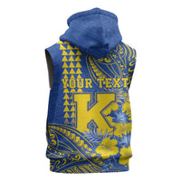 Personalised Hawaii Kaiser High School Sleeveless Zip Hoodie Tribal Tattoo With Hibiscus Flowers LT05 - Polynesian Pride