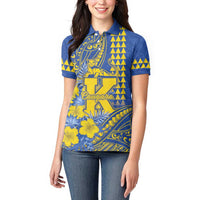 Personalised Hawaii Kaiser High School Women Polo Shirt Tribal Tattoo With Hibiscus Flowers LT05 - Polynesian Pride