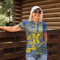 Personalised Hawaii Kaiser High School Women Polo Shirt Tribal Tattoo With Hibiscus Flowers LT05 - Polynesian Pride