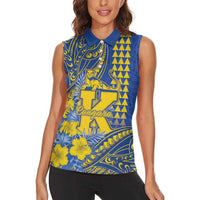 Personalised Hawaii Kaiser High School Women Sleeveless Polo Shirt Tribal Tattoo With Hibiscus Flowers