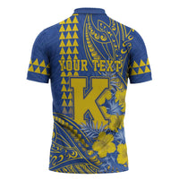 Personalised Hawaii Kaiser High School Zipper Polo Shirt Tribal Tattoo With Hibiscus Flowers