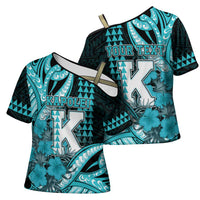 Personalised Hawaii Kapolei High School Cross Shoulder Shirt Tribal Tattoo With Hibiscus Flowers LT05 - Polynesian Pride
