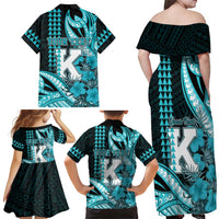 Personalised Hawaii Kapolei High School Family Matching Off Shoulder Maxi Dress and Hawaiian Shirt Tribal Tattoo With Hibiscus Flowers LT05 - Polynesian Pride