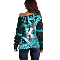 Personalised Hawaii Kapolei High School Off Shoulder Sweater Tribal Tattoo With Hibiscus Flowers
