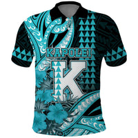 Personalised Hawaii Kapolei High School Polo Shirt Tribal Tattoo With Hibiscus Flowers LT05 Dark Teal - Polynesian Pride