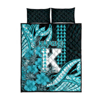 Hawaii Kapolei High School Quilt Bed Set Tribal Tattoo With Hibiscus Flowers