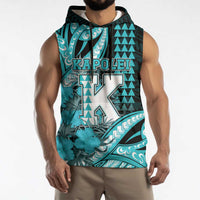 Personalised Hawaii Kapolei High School Sleeveless Hoodie Tribal Tattoo With Hibiscus Flowers LT05 - Polynesian Pride