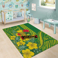 Hawaii Leilehua High School Area Rug Tribal Tattoo With Hibiscus Flowers LT05 - Polynesian Pride