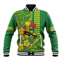 Personalised Hawaii Leilehua High School Baseball Jacket Tribal Tattoo With Hibiscus Flowers