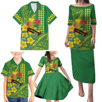 Personalised Hawaii Leilehua High School Family Matching Puletasi and Hawaiian Shirt Tribal Tattoo With Hibiscus Flowers LT05 - Polynesian Pride