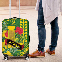 Hawaii Leilehua High School Luggage Cover Tribal Tattoo With Hibiscus Flowers LT05 Green - Polynesian Pride