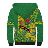 Personalised Hawaii Leilehua High School Sherpa Hoodie Tribal Tattoo With Hibiscus Flowers