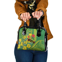Hawaii Leilehua High School Shoulder Handbag Tribal Tattoo With Hibiscus Flowers LT05 One Size Green - Polynesian Pride