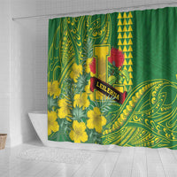 Hawaii Leilehua High School Shower Curtain Tribal Tattoo With Hibiscus Flowers LT05 - Polynesian Pride