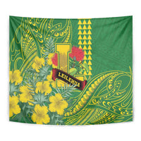 Hawaii Leilehua High School Tapestry Tribal Tattoo With Hibiscus Flowers