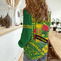 Personalised Hawaii Leilehua High School Women Casual Shirt Tribal Tattoo With Hibiscus Flowers