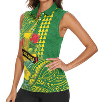 Personalised Hawaii Leilehua High School Women Sleeveless Polo Shirt Tribal Tattoo With Hibiscus Flowers LT05 - Polynesian Pride
