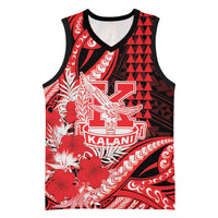 Personalised Hawaii Kalani High School Basketball Jersey Tribal Tattoo With Hibiscus Flowers LT05 Unisex Red - Polynesian Pride