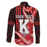 Personalised Hawaii Kalani High School Family Matching Off The Shoulder Long Sleeve Dress and Hawaiian Shirt Tribal Tattoo With Hibiscus Flowers LT05 - Polynesian Pride