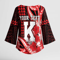 Personalised Hawaii Kalani High School Kimono Sleeve Blouse Tribal Tattoo With Hibiscus Flowers LT05 - Polynesian Pride