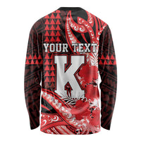 Personalised Hawaii Kalani High School Long Sleeve Shirt Tribal Tattoo With Hibiscus Flowers LT05 - Polynesian Pride