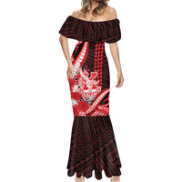 Personalised Hawaii Kalani High School Mermaid Dress Tribal Tattoo With Hibiscus Flowers