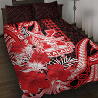 Hawaii Kalani High School Quilt Bed Set Tribal Tattoo With Hibiscus Flowers