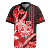 Personalised Hawaii Kalani High School Rugby Jersey Tribal Tattoo With Hibiscus Flowers LT05 Red - Polynesian Pride