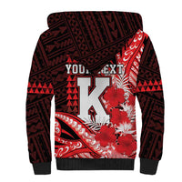 Personalised Hawaii Kalani High School Sherpa Hoodie Tribal Tattoo With Hibiscus Flowers