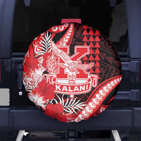 Hawaii Kalani High School Spare Tire Cover Tribal Tattoo With Hibiscus Flowers LT05 No hole Red - Polynesian Pride