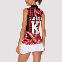 Personalised Hawaii Kalani High School Women Sleeveless Polo Shirt Tribal Tattoo With Hibiscus Flowers LT05 - Polynesian Pride