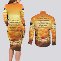 New Zealand And Australia ANZAC Day Couples Matching Long Sleeve Bodycon Dress and Long Sleeve Button Shirt Sinai Palestine Campaign Lest We Forget