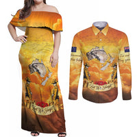 New Zealand And Australia ANZAC Day Couples Matching Off Shoulder Maxi Dress and Long Sleeve Button Shirt Sinai Palestine Campaign Lest We Forget