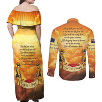 New Zealand And Australia ANZAC Day Couples Matching Off Shoulder Maxi Dress and Long Sleeve Button Shirt Sinai Palestine Campaign Lest We Forget