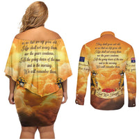 New Zealand And Australia ANZAC Day Couples Matching Off Shoulder Short Dress and Long Sleeve Button Shirt Sinai Palestine Campaign Lest We Forget