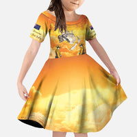 New Zealand And Australia ANZAC Day Family Matching Tank Maxi Dress and Hawaiian Shirt Sinai Palestine Campaign Lest We Forget LT05 Daughter's Dress Orange - Polynesian Pride