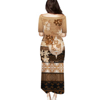 Tonga Emancipation Day Puletasi Tongan Kupesi Ngatu Pattern Vintage Style LT05 - Polynesian Pride