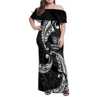 AAPI Heritage Month Family Matching Off Shoulder Maxi Dress and Hawaiian Shirt American Samoa Polynesian Tribal Wave
