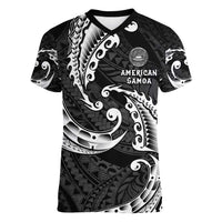 AAPI Heritage Month Women V-Neck T-Shirt American Samoa Polynesian Tribal Wave
