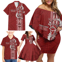 Tonga Language Week Family Matching Off Shoulder Short Dress and Hawaiian Shirt Malo e Lelei Kupesi Ngatu Pattern LT05 - Polynesian Pride
