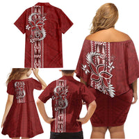 Tonga Language Week Family Matching Off Shoulder Short Dress and Hawaiian Shirt Malo e Lelei Kupesi Ngatu Pattern LT05 - Polynesian Pride