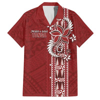 Tonga Language Week Family Matching Off Shoulder Short Dress and Hawaiian Shirt Malo e Lelei Kupesi Ngatu Pattern LT05 Dad's Shirt - Short Sleeve Red - Polynesian Pride