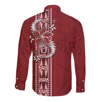 Tonga Language Week Long Sleeve Button Shirt Malo e Lelei Kupesi Ngatu Pattern