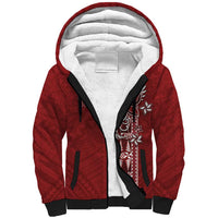 Tonga Language Week Sherpa Hoodie Malo e Lelei Kupesi Ngatu Pattern LT05 Unisex Red - Polynesian Pride
