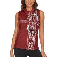 Tonga Language Week Women Sleeveless Polo Shirt Malo e Lelei Kupesi Ngatu Pattern