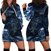Aotearoa New Zealand Octopus Hoodie Dress Silver Fern Maori Pattern