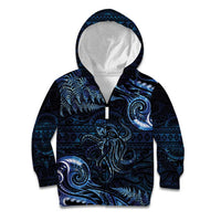Aotearoa New Zealand Octopus Kid Hoodie Silver Fern Maori Pattern