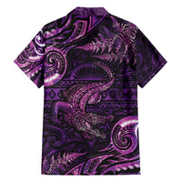 Aotearoa New Zealand Crocodile Family Matching Off Shoulder Short Dress and Hawaiian Shirt Silver Fern Maori Pattern LT05 - Polynesian Pride