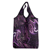 Aotearoa New Zealand Crocodile Grocery Bag Silver Fern Maori Pattern