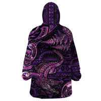 Aotearoa New Zealand Crocodile Wearable Blanket Hoodie Silver Fern Maori Pattern LT05 - Polynesian Pride